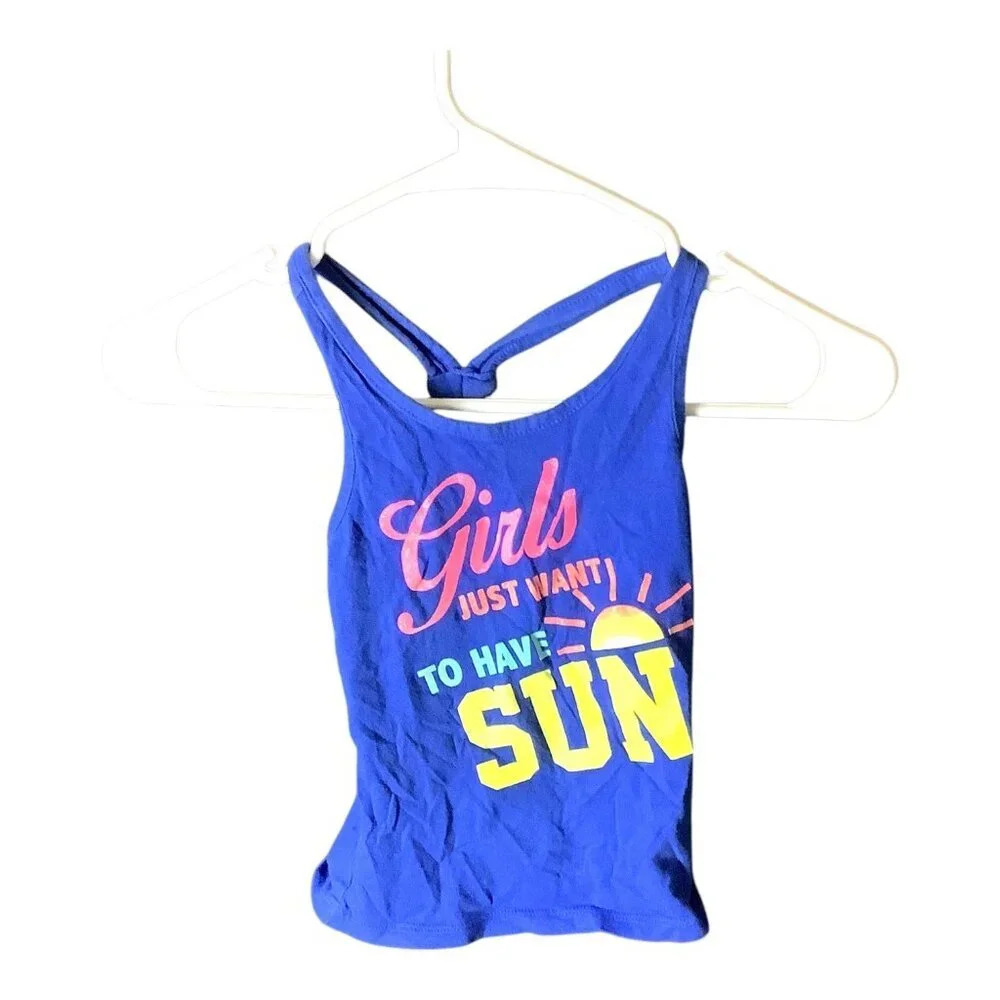 The Children's‎ Place Girls Blue Racerback Tank Top 5/6 Cotton Sleeveless Summer
